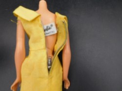 barbie yellow silk pak dress label